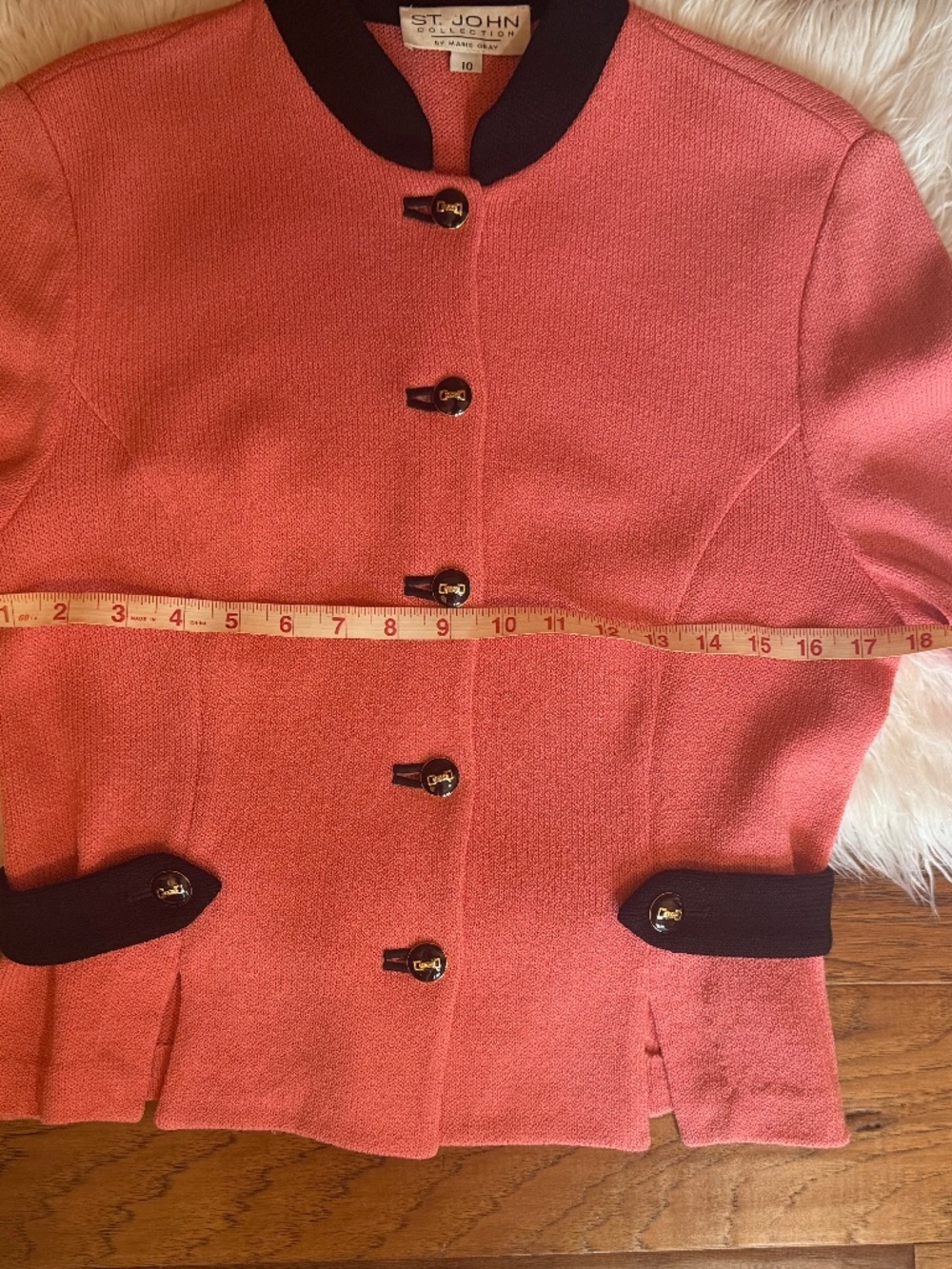 Sophisticated St. John Tailored Passion Pink & Black Blazer - Picture 6 of 8